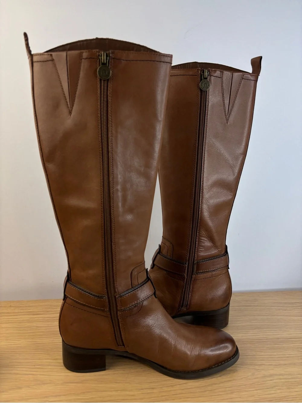 Etienne Aigner Brown Leather Riding Boots Woman's 7.5